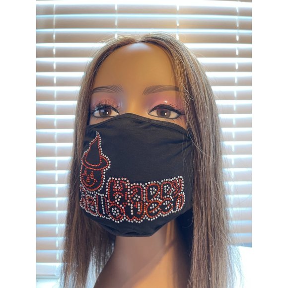 Happy Halloween Bling Rhinestone Filter Face Mask - Picture 10 of 10